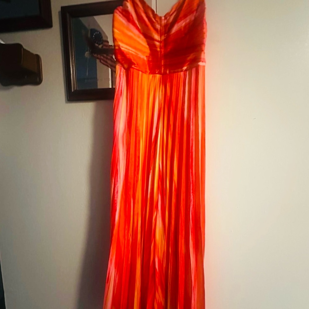 Nicole Miller Red and Orange Maxi Dress